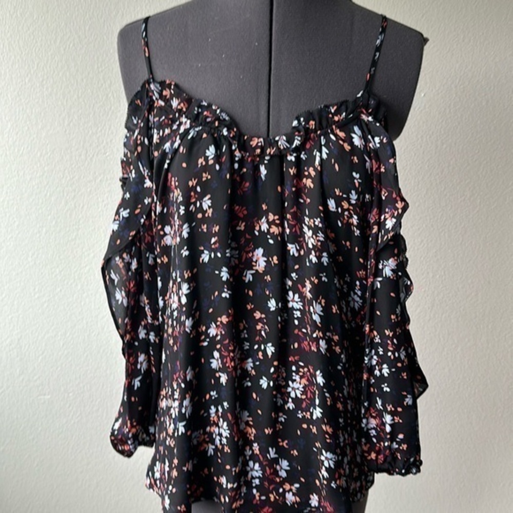 NWT Parker top blousy size XS navy & floral off shoulder romantic balletcore